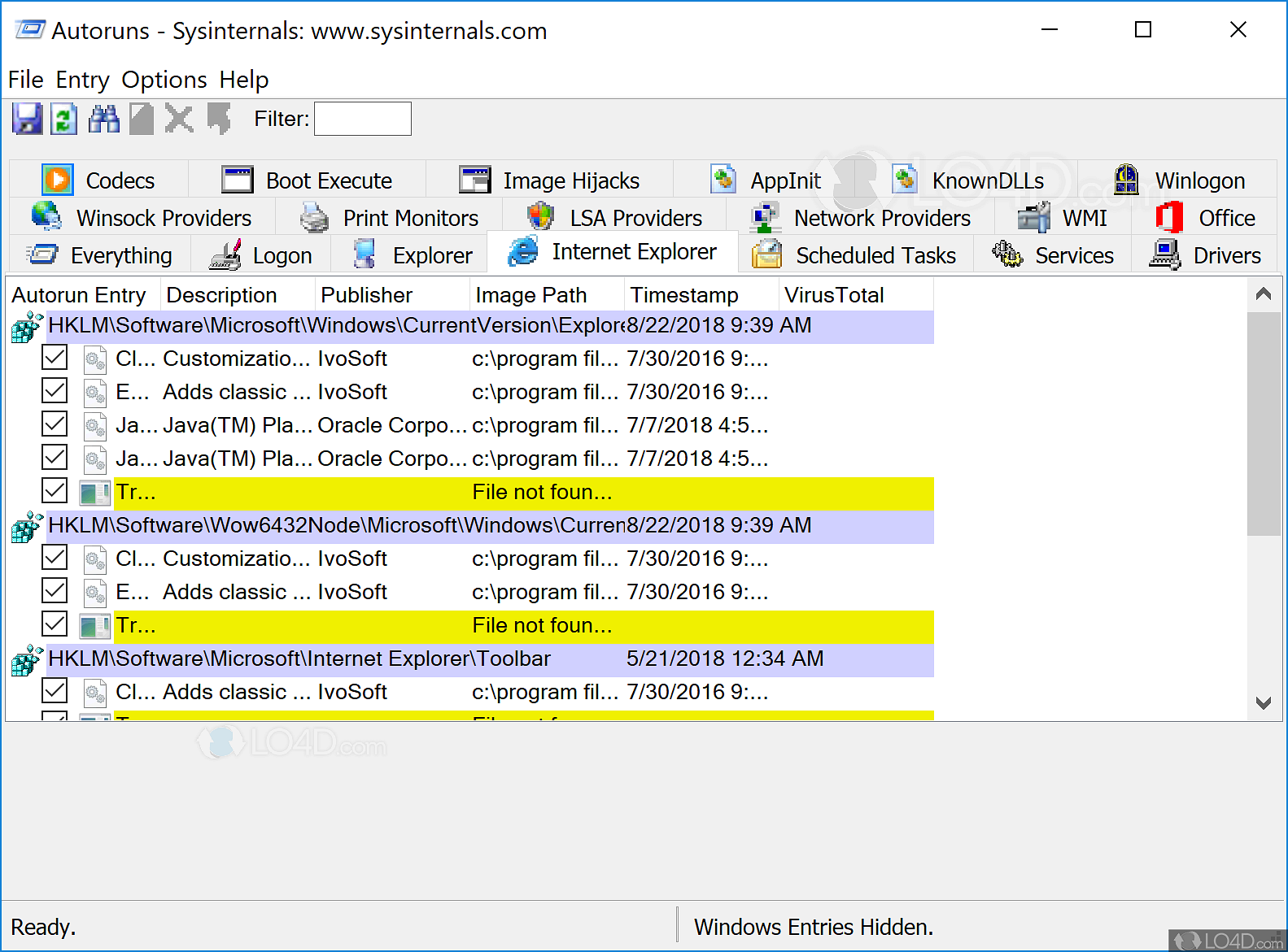 Autoruns — управление автозагрузкой windows и программ