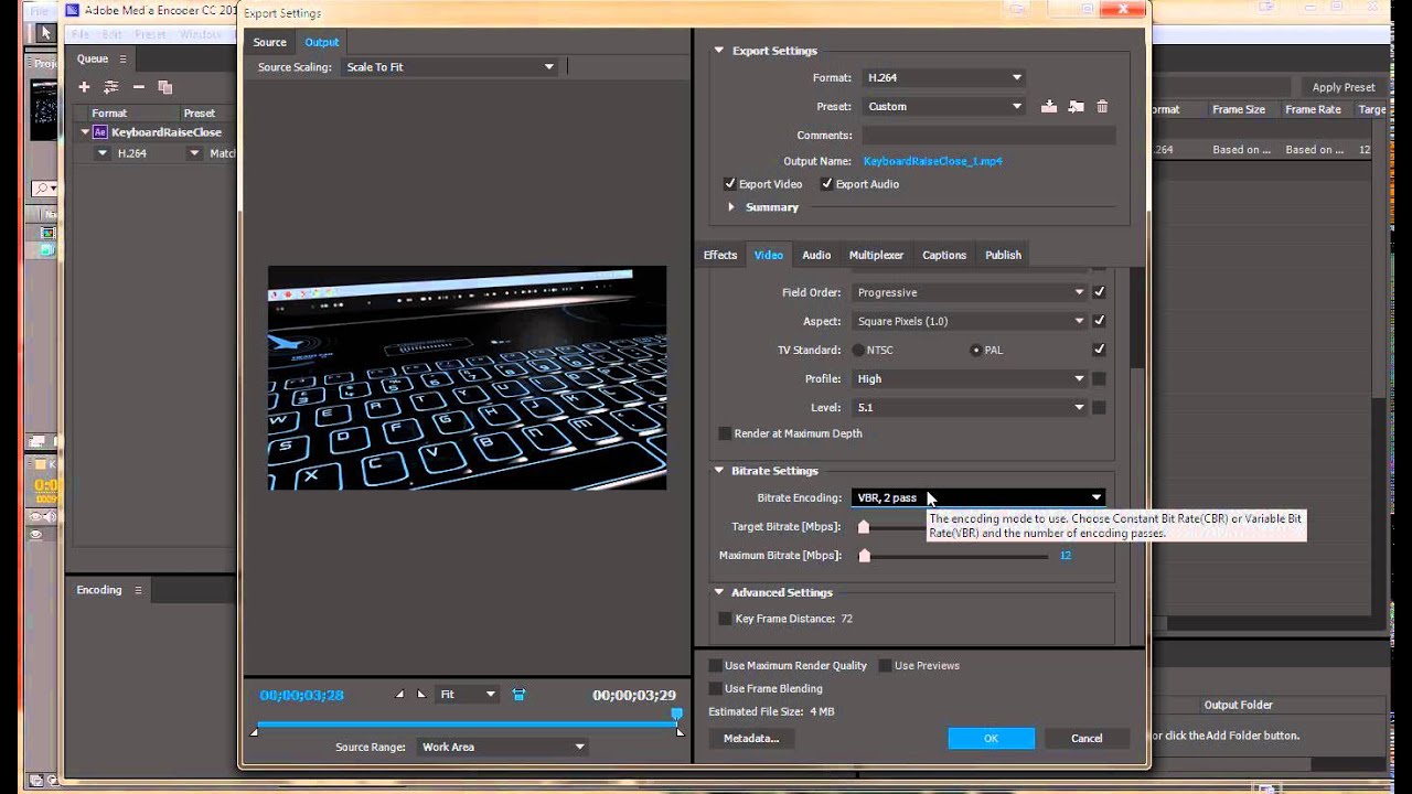 Вывод видео в adobe after effects