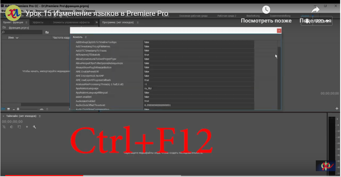 Как изменить язык в premiere pro? - алукаре