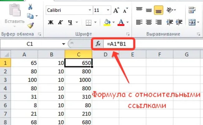 Формула умножения в excel