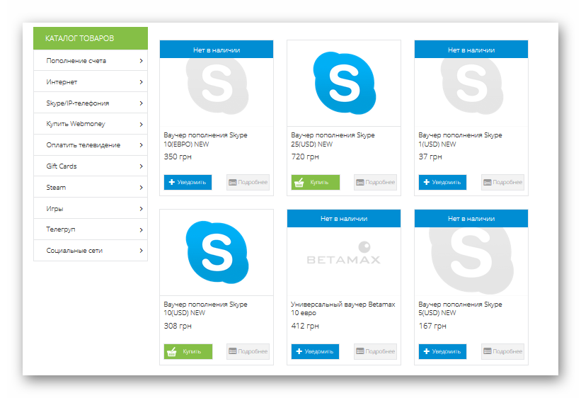 Способы пополнения баланса в skype