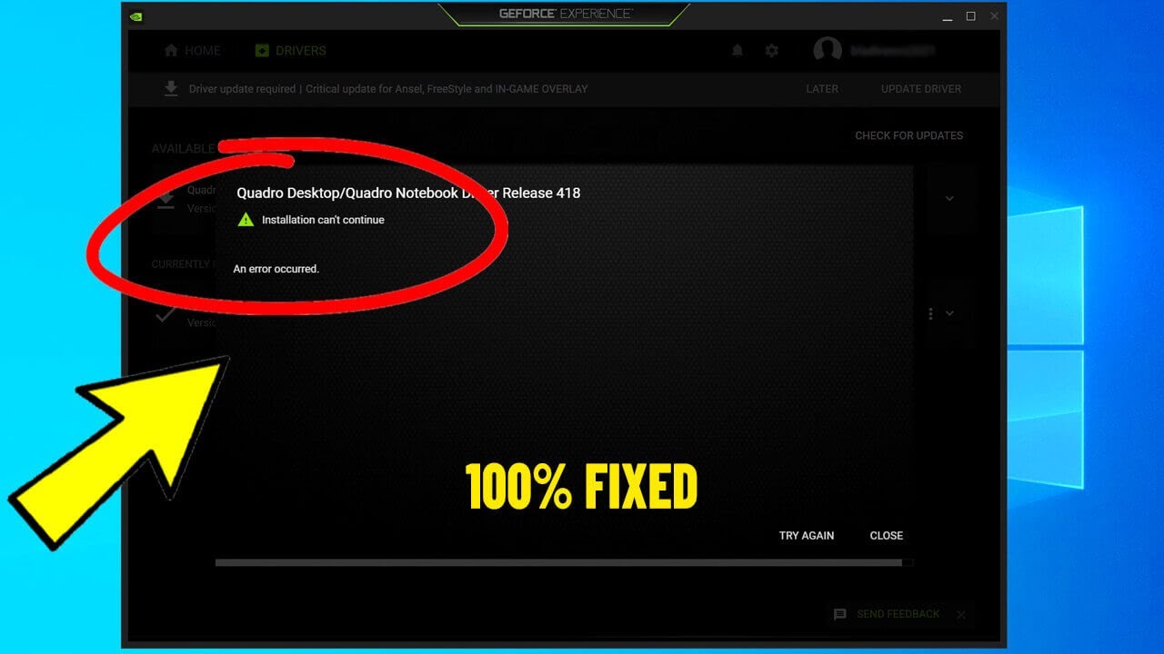 Код ошибки 0x0001 в nvidia geforce experience - как исправить?
