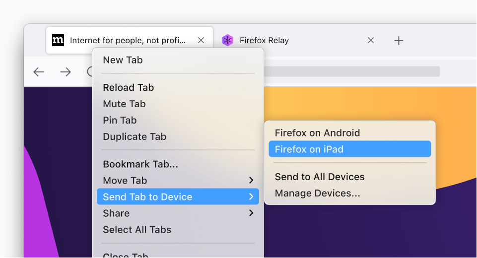 Настройка firefox sync