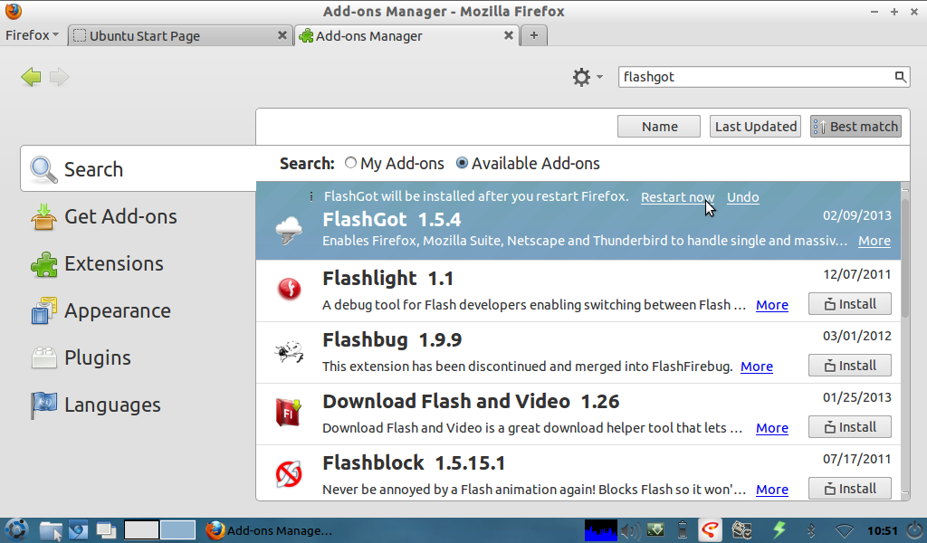 Flashgot - дополнение для браузера mozilla firefox - школа linux