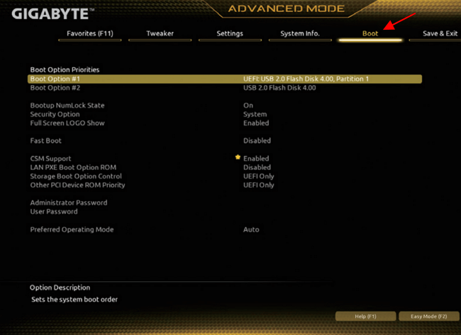 Erase all secure boot setting что это