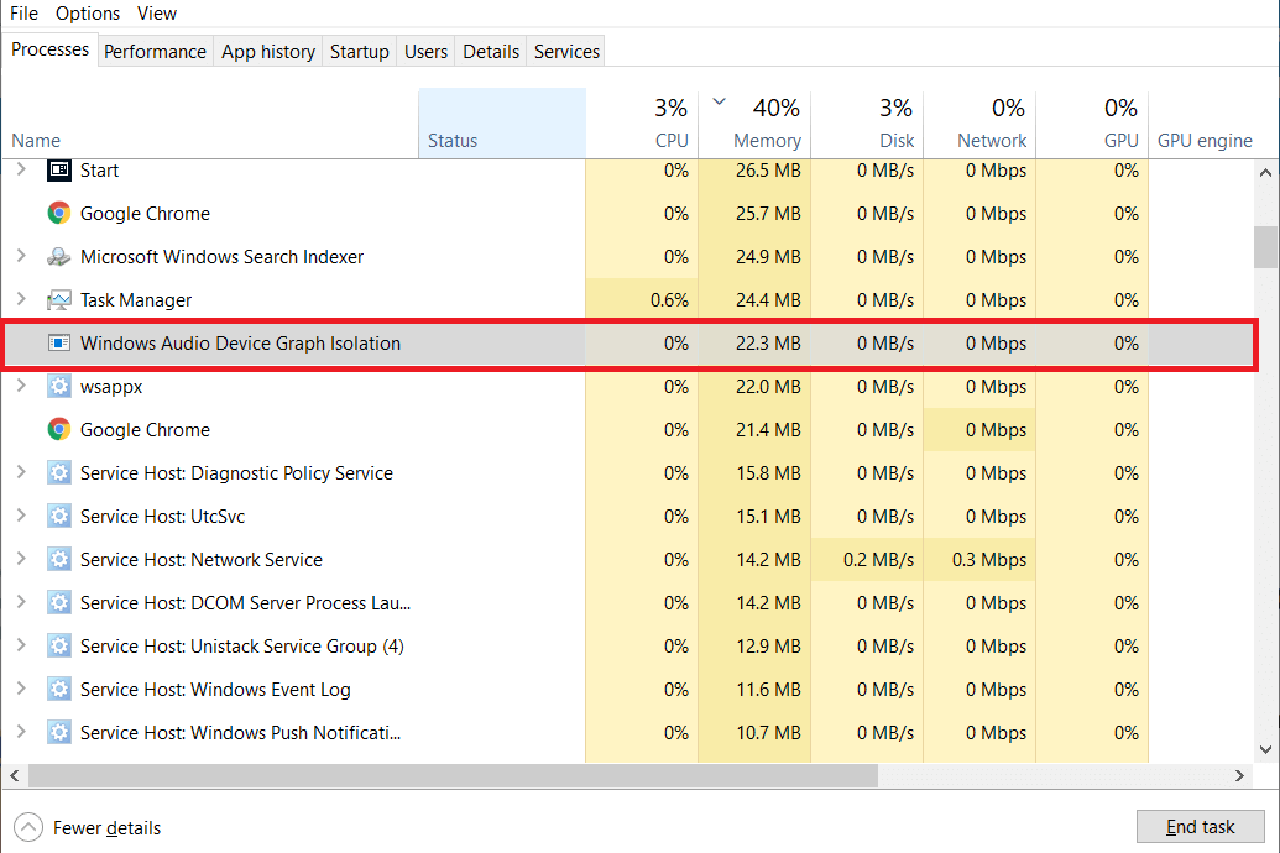 Изоляция графов аудиоустройств грузит процессор в windows 10: что делать?
