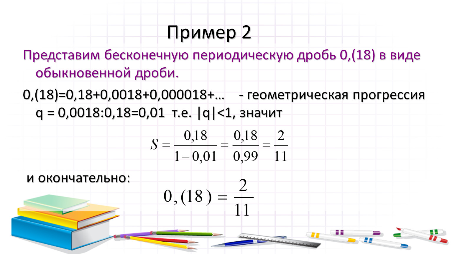 Периодическая дробь в виде обыкновенной перевод