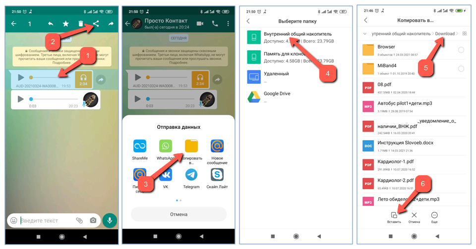 Как сохранить аудио из whatsapp