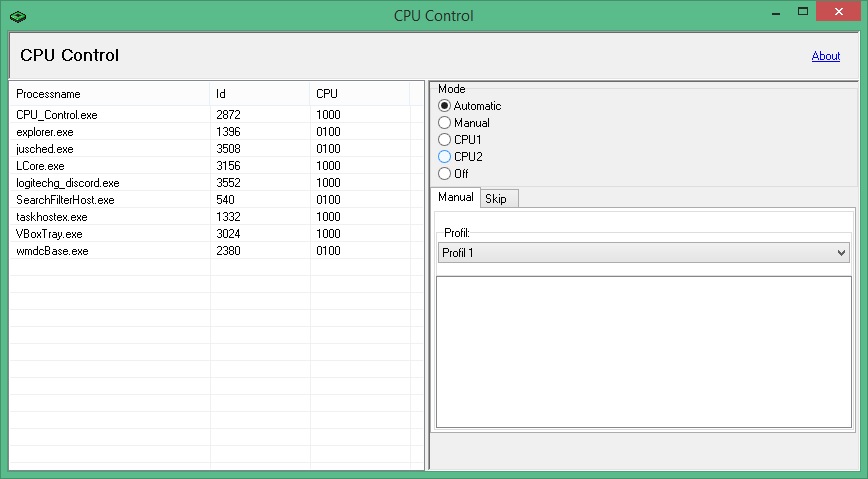 Как добавить процессы cpu control