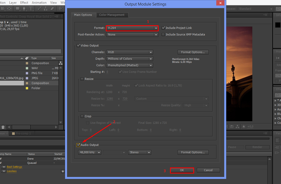 How to save an mp4 in after effects