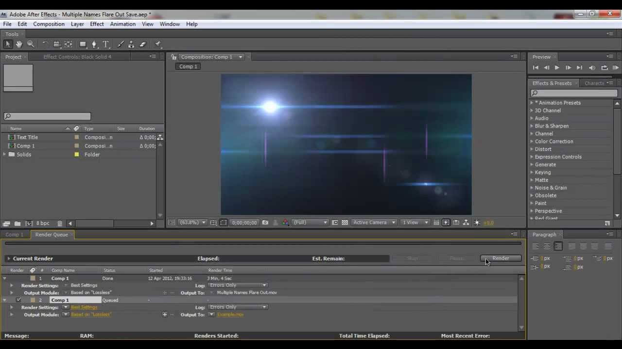 How to render in (or export from) after effects