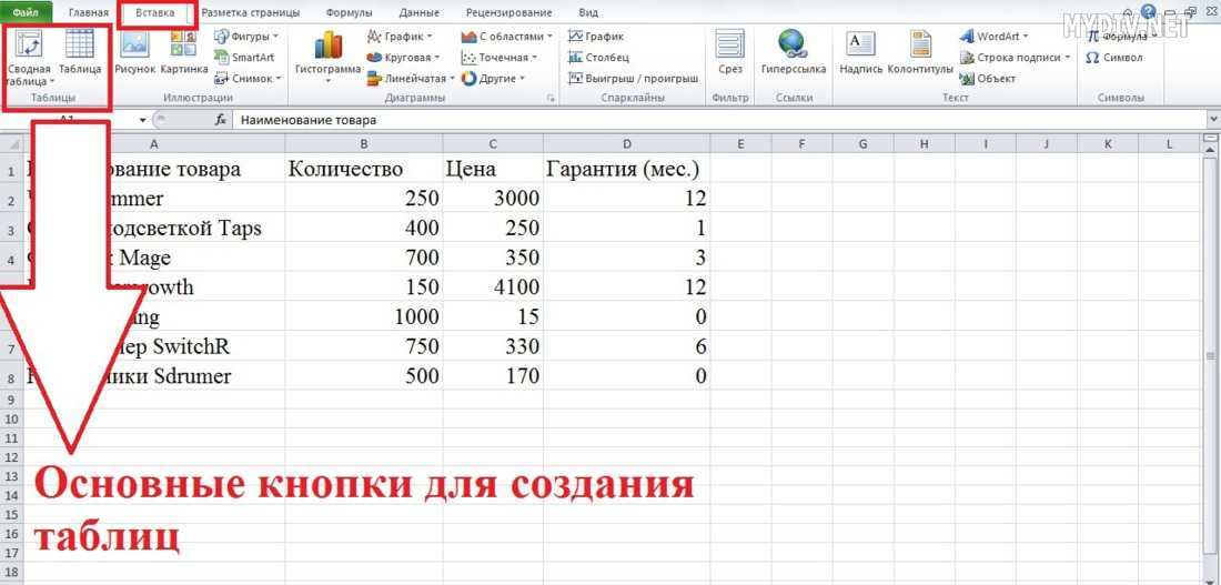 Как добавить строку или столбец в таблицу эксель 2007, 2010, 2013 и 2016