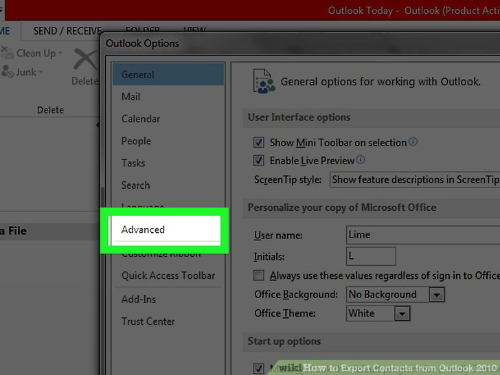 Как экспортировать контакты из outlook в электронную таблицу excel?